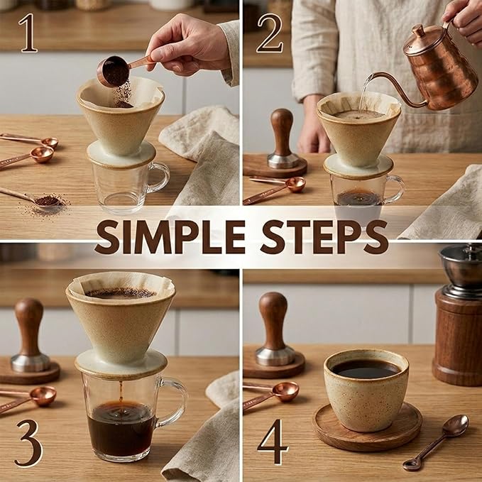 Ceramic Pour Over Coffee Dripper, Reusable Porcelain Portable Pour Over Coffee Maker, Slow Brewing Accessories with 1 Holes for Home, Office, Travel, Camping (Yellow)