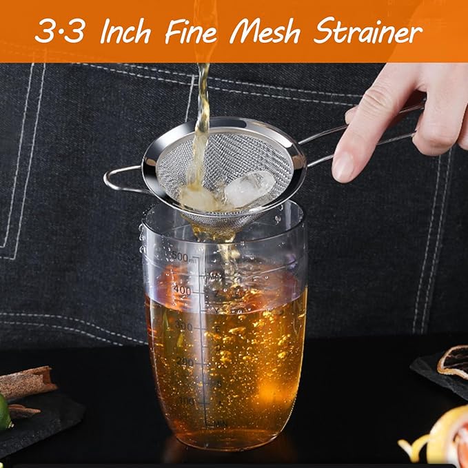 Biaungdo 2 Pcs 8.5 cm/3.3 Inch Fine Mesh Strainer, Stainless Steel Tea Strainer Conical Mesh Strainers Sieve for Cocktail, Coffee, Food, Noodles, Tea Filter(Small)