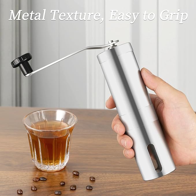 Mongdio Manual Coffee Grinder, Portable Hand Coffee Grinder with Washable Ceramic Grinding Core, For Travel, Camping and Home Use