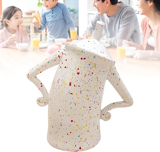 Sorandy Playful Coffee Bean Decorative Canister, Airtight Food Storage Jar for Rice, Sugar, Dry Goods (White, Small, 1L)
