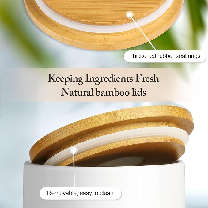 3-Piece Ceramic Canisters Sets for The Kitchen, Airtight Kitchen Canisters for Countertop, Modern Coffee Storage Jars for Flour, Sugar, Pasta, Cookies, Tea(White)