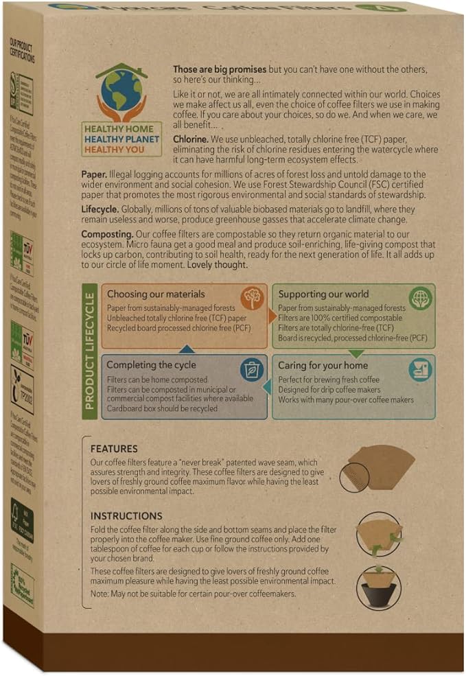 If You Care # 4 Cone Shaped Unbleached All Natural Compostable Coffee Filters, Chlorine Free, 100 Count (Pack of 2)