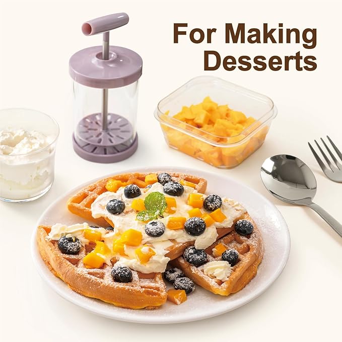 Manual Whipping Cream Dispenser, Handheld DIY Whipped Cream Maker, Professional Whipped Cream Dispenser With Non-Slip Silicone Base for Shop Kitchen Salad Dressings Frothy Drinks Milk Frother