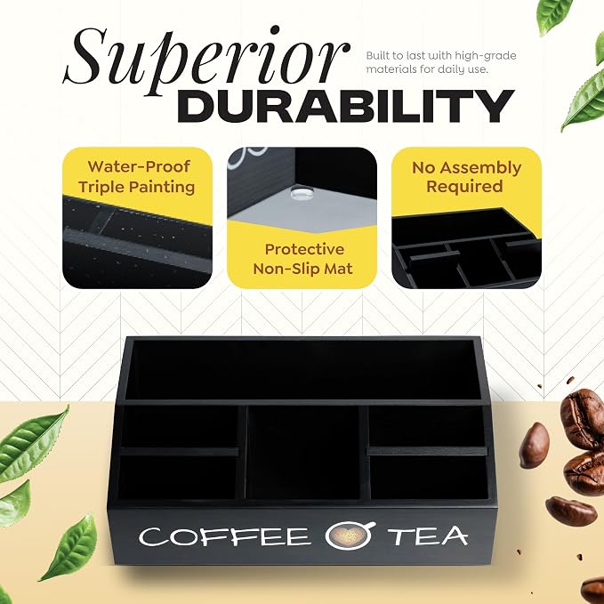 Vinvoli Coffee Station Organizer – Premium 2025 All-in-One Coffee Bar & Tea Organizer for Bar Accessories, Tea Storage, and Decor - Image 5
