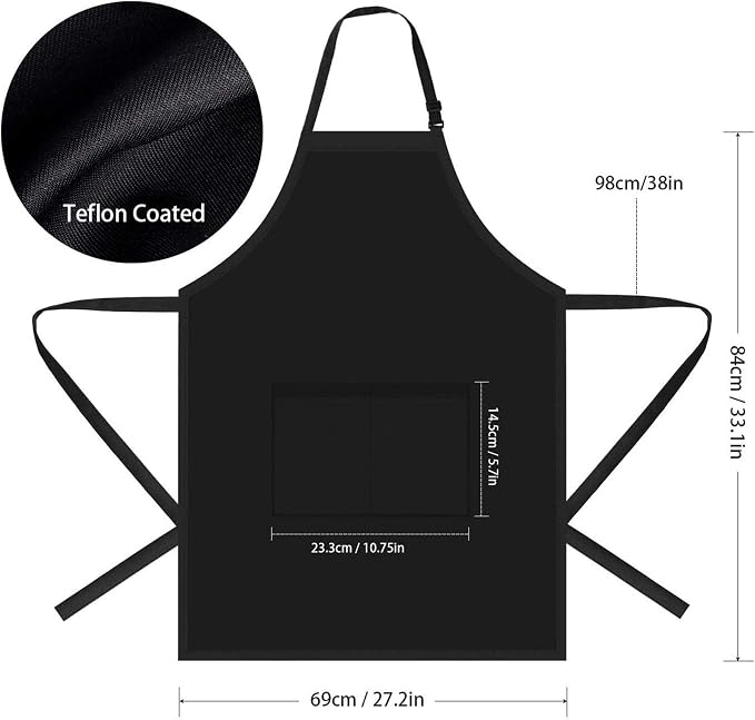 Will Well Chef Apron for Men and Women - 33" x 27" Large with 38" Waist Ties for a Comfy and Snug Fit, Durable and Lightweight, with 2 Spacious Pockets for Your Cooking Essentials - 6-Pack, Black | Unisex 33'' x 27'' Oil & Water Resistant Soft Kitchen ... - Image 6