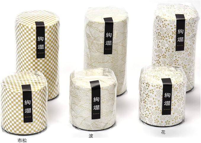 Yamako Pokkan a Japanese Tea Tin Canister, Air Tight, Double Lid, 200g Tea Capacity (Wave - Japanese Traditional Wave Pattern, L - 200g)