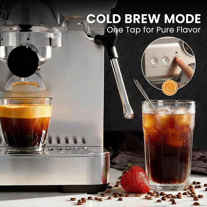 COWSAR Espresso Machine, 20 Bar Espresso Maker with Milk Frother Steam Wand, LED Display, Home Barista Machine for Latte & Cappuccino