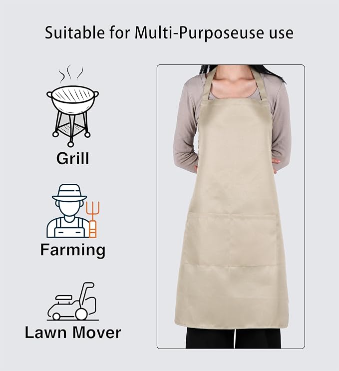 Bib Aprons- Mixed Color Apron with Pockets, for Kitchen Cooking Restaurant BBQ Painting Crafting - Image 6