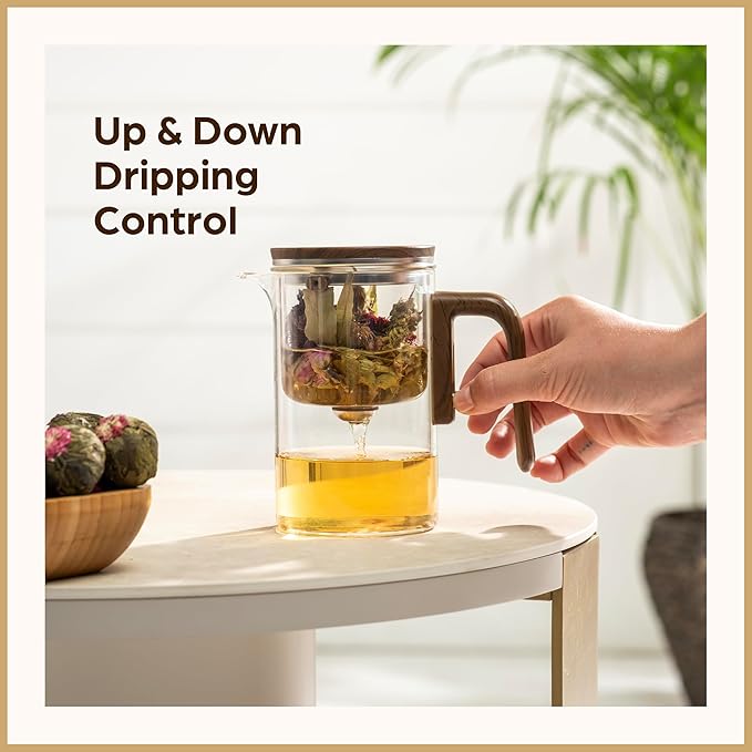 Enchanti Tea Pot - Modern Glass Infuser Teapot - Water Separation Magic Teapot with Heat-Resistant Handle - Elegant Gift Box & Writable Card - Perfect for Loose Leaf Tea - 800 ML (27oz)