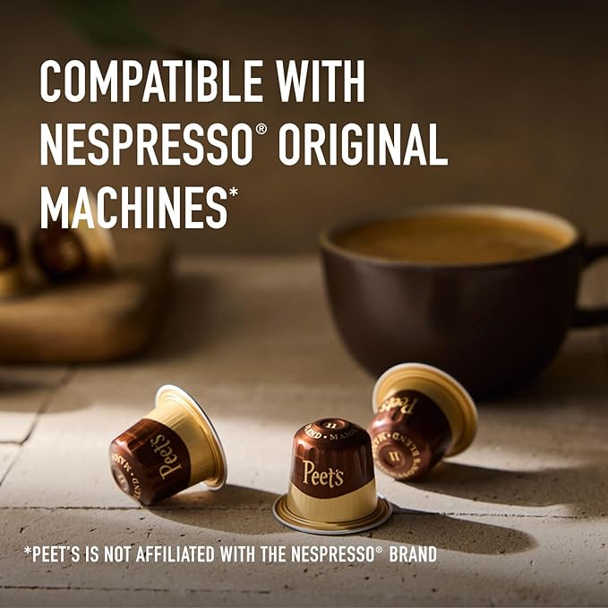 Peet's Coffee, Dark Roast Espresso Capsules, Compatible with Nespresso Original Machine, 100% Arabica Coffee - Ristretto Intensity 10, 50 Count (5 Boxes of 10 Espresso Capsules)
