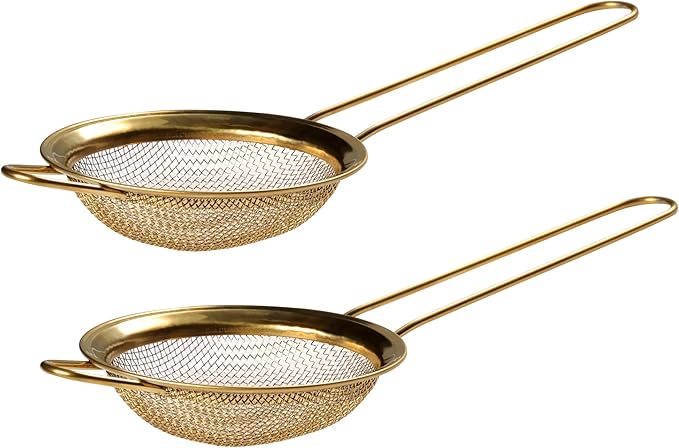 BlendWell Fine Mesh Sifters with Handles, Pack of 2, Stainless Steel Strainers for Matcha, Flour, Tea, and Juices