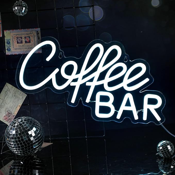 Kathfly Coffee Bar Neon Sign LED Neon Decor Modern LED Wall Sign for Shop Accessories for Cafe Restaurant Pub Art Party Decor(Coffee Bar)