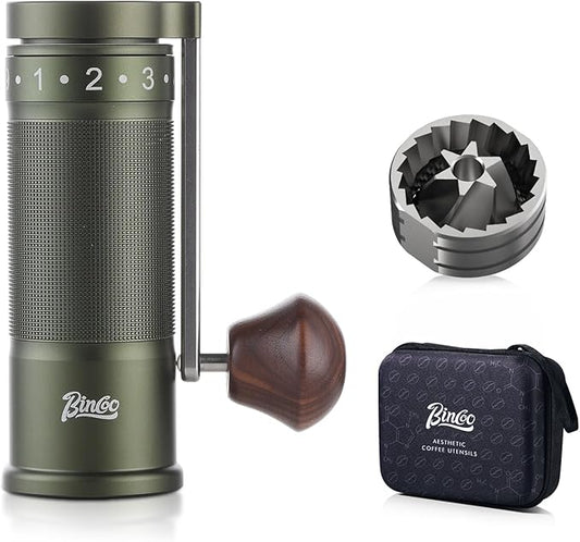 Bincoo Manual Coffee Grinder Manual Foldable Handle– Espresso Hand Coffee Grinder Burr,Compact and Portable for Home/Travel/Camping(Green)