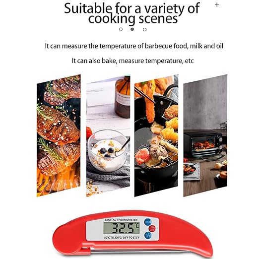 2 Pack Instant Read Digital Meat Thermometer with Probe for Cooking, Fast and Accurate, Waterproof Digital Food Thermometer, Grilling Kitchen Baking
