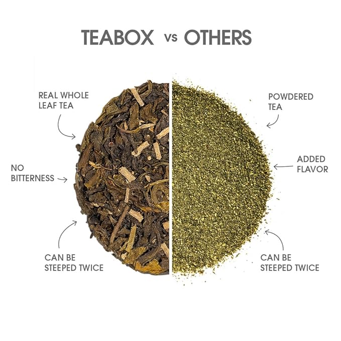 Teabox Ashwagandha Green Tea 25 Teabags | Ayurvedic Blend of Premium Green Tea and Natural Ashwagandha | Silken Pyramid Teabags