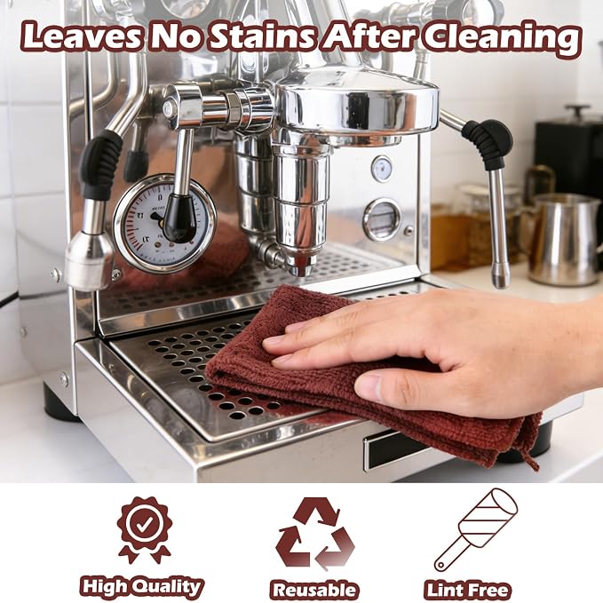 XANGNIER 12 Pack Barista Towels-Professional Microfiber Coffee Cleaning Cloth for Espresso Machine, Steam Wands & Countertops Essential Coffee Bar Tools Accessories,11.7"X11.5" - Image 4
