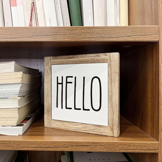 Hello Sign - Wooden Welcome Box for Home Office, Rustic Farmhouse Front Door Decor - Image 5