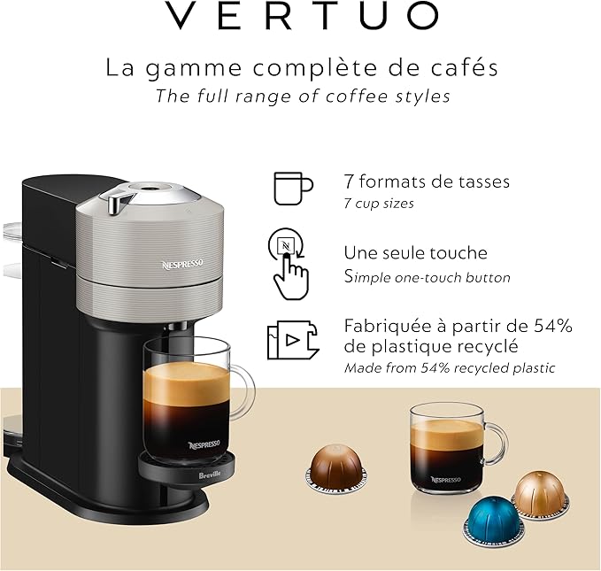 Nespresso Vertuo Next Coffee and Espresso Maker by Breville, with Aeroccino Milk Frother