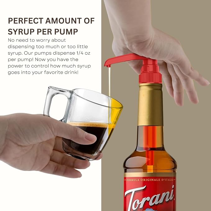 Syrup Pump Compatible with Torani, Davinci and Skinny (Set of 2) - fits Bottles (25.4 oz-750ml) (Red) - Image 5