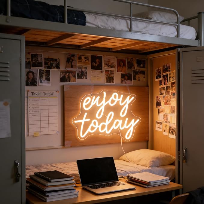 "Enjoy Today" Mindful Mantra Light - Present & Positive LED Wall Art for Living Room, Kitchen, Office or Morning Routine Space, Dimmable USB, Uplifting Daily Reminder Gift for Mindfulness & Joy - Image 4
