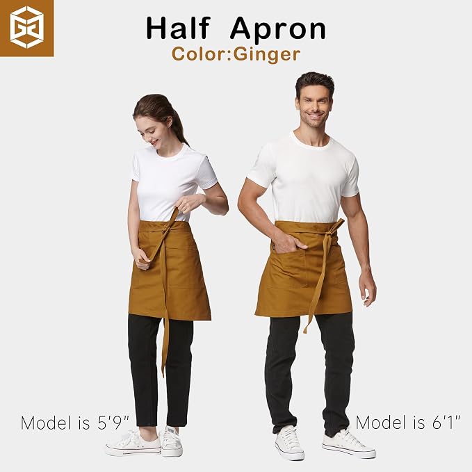 Waist Apron for Men Server Bistro Half 4251BY | Adjustable Half Bistro Apron for Waiters Bartenders, Polyester Cotton Canvas, Durable & Comfortable - Image 4