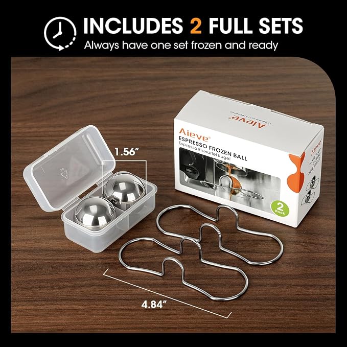 AIEVE 2 Pack Espresso Cooling Ball, Stainless Steel Frozen Ice Rock for Coffee, Espresso Accessories Extract Brew Chilling Tool Chiller Gift for Birthday, Valentine's Day, Christmas - Image 8