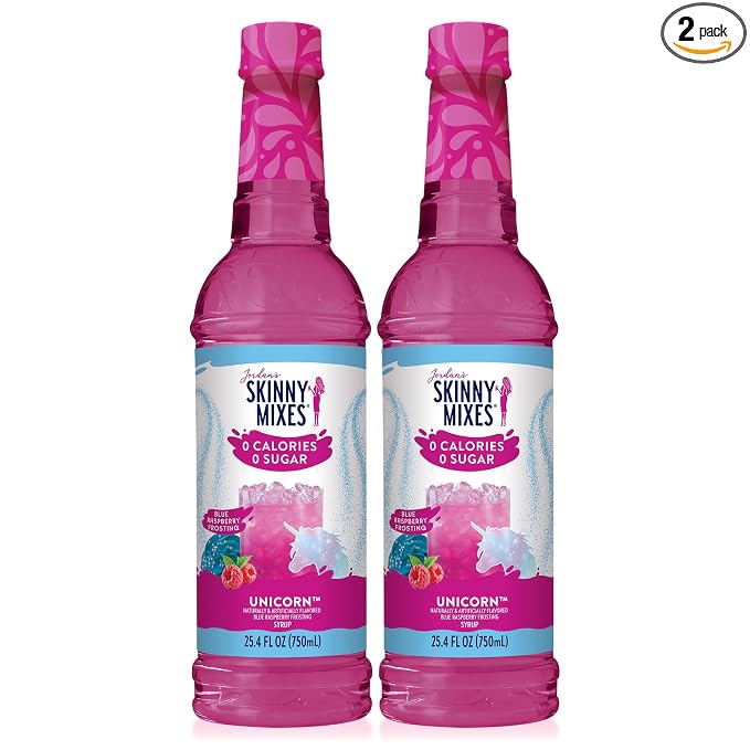 Jordan's Skinny Mixes Sugar Free Syrup, Unicorn Flavor, Fruit Flavored Water Enhancer, Drink Mix for Iced Tea, Lemonade, Drinks, Low Calorie Water Flavoring, Dairy & Gluten Free, Kosher, 25.4 Fl Oz, 2 Pack by JordansSkinnyMixes