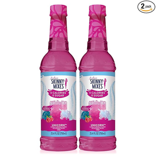 Jordan's Skinny Mixes Sugar Free Syrup, Unicorn Flavor, Fruit Flavored Water Enhancer, Drink Mix for Iced Tea, Lemonade, Drinks, Low Calorie Water Flavoring, Dairy & Gluten Free, Kosher, 25.4 Fl Oz, 2 Pack by JordansSkinnyMixes
