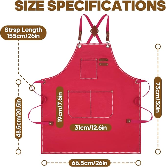 Aprons For Women Men With Large Pockets, Waterproof Cotton Chef Aprons For Cooking Server Grilling Bbq Kitchen