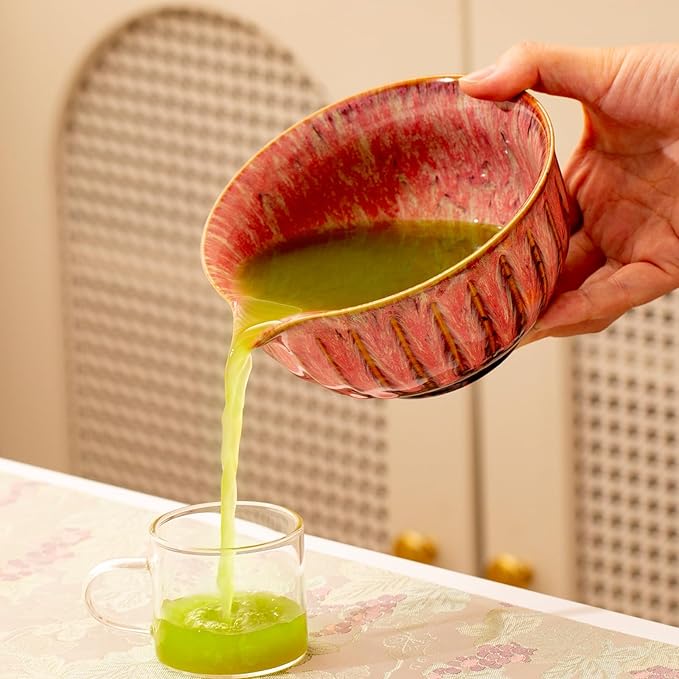 Matcha Set -18 oz matcha bowl Suitable for Traditional Japanese Tea Ceremony Beginner Matcha Tool (5.91x2.91 inches) (Pink)