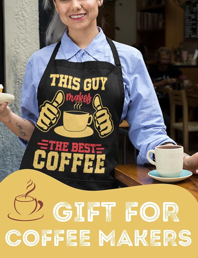 InnoBeta Barista Gifts for Men & Women, Funny Coffee Apron with Pockets and Adjustable Neck Strap