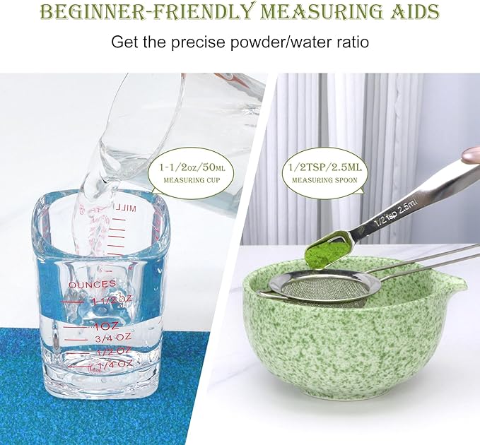 Matcha Whisk Set,11Pcs Japanese Matcha Kit with Ceramic Bowl & Whisk,Scoop, Sifter,Measuring Cup, Whisk Holder, Tea Cloth–Traditional Matcha Set for Gift Box,Making Latte for Friend,Family,Tea Lovers