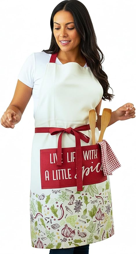 100% Cotton Printed Kitchen Apron with 2 Pockets for Men and Women – Adjustable Chef Apron - Machine Washable