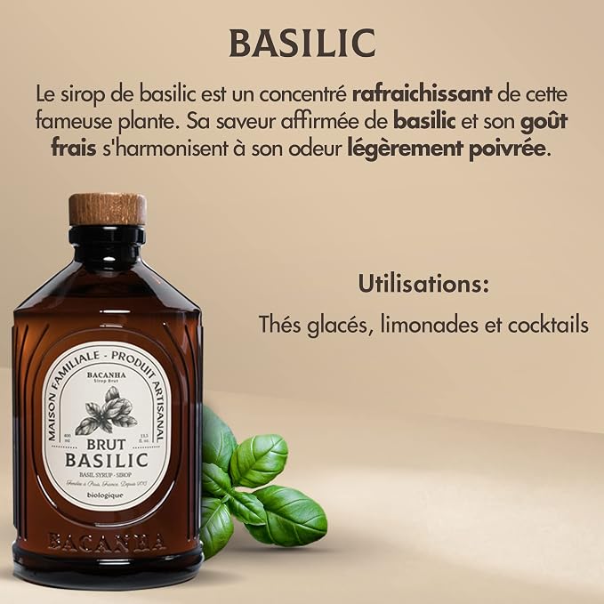 BACANHA - Organic and Raw Syrup - Basil Syrup - For Coffee, Cappuccino, Tea and Cocktail - 400 ml - Image 4