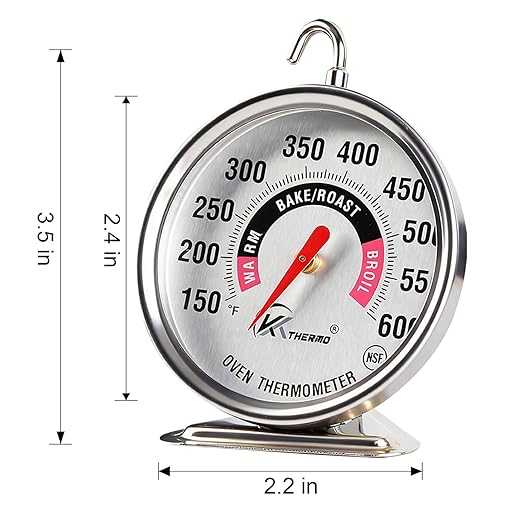 Oven Thermometer 150-600°F Pro Accurate Oven Temperature Gauge for Gas/Electric Ovens Instant Read Food Thermometer Hang or Stand