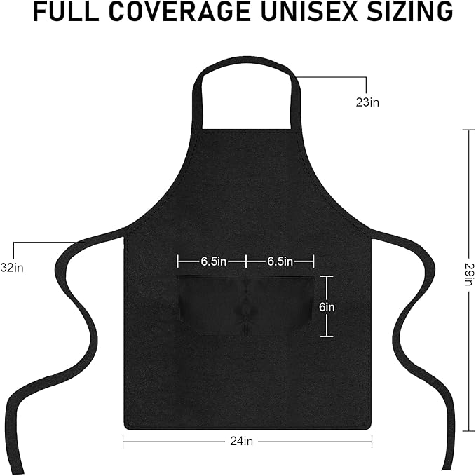 12 Pack Bib Apron, Unisex Restaurant Kitchen Aprons for Women with 2 Pockets, Chef Aprons for Cooking Men BBQ Painting Drawing Craft Plain Adults, Bulk Black - Image 2