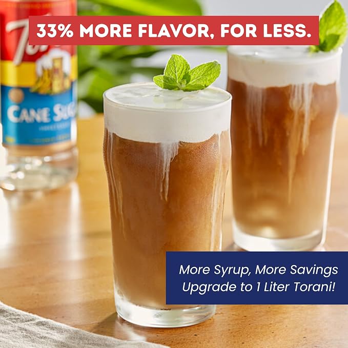Torani Cane Sugar Sweetener Coffee Syrup 1 Liter Bottle with Pump Dispenser – Pure Cane Sugar Flavoring Syrup for Lattes, Teas, Cocktails, Cold Brews & Desserts – Barista Quality - Image 3