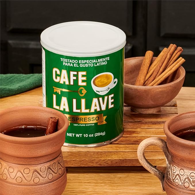 Cafe La Llave Dark Roast Ground Espresso Coffee, 10 oz Can – Authentic Cuban-Style, Rich Bold Strong Flavor – Intensely Aromatic Brew