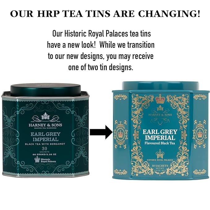 Harney & Sons HRP Earl Grey Tea, 30 Sachets, HRP Earl Grey Imperial (Tin Design May Vary)