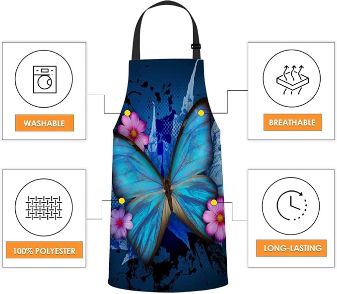 Butterfly Chefs Apron, Cooking and Baking Apron for Men and Women, Kitchen Apron, Butchers Apron, BBQ & Catering Bibs - Image 4