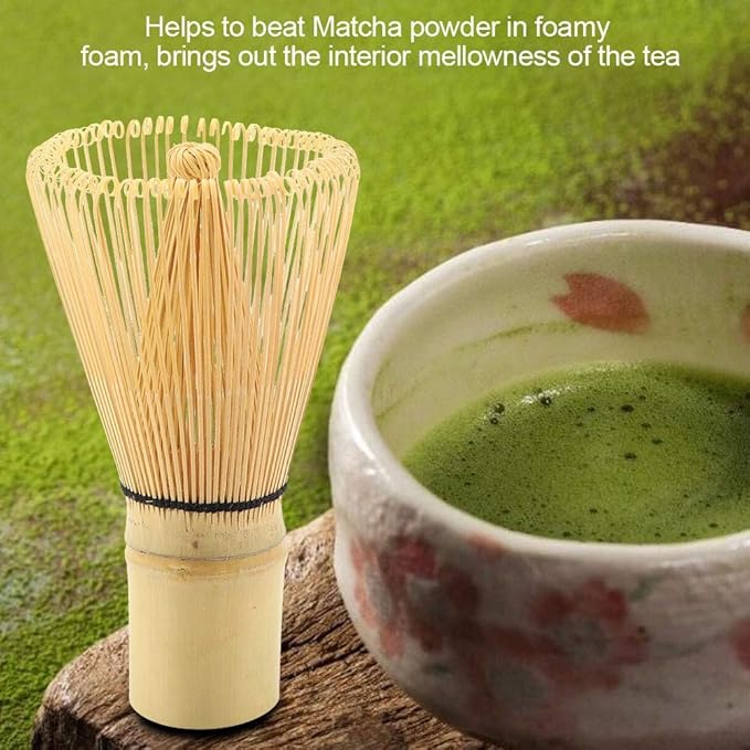 Fdit Tea Whisk for Matcha Powder, 100 Prongs, Bamboo Chasen, 6x11cm, Traditional Tea Ceremony Tool