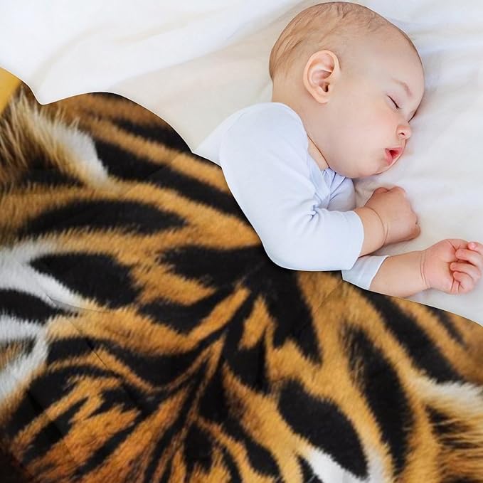 Beautiful Tiger Bamboo Eye Nose Super Soft Throw Blanket, Rustic Whisker Orange Flannel Fleece Decorative Throw for Sofa Couch Bedroom Decor Outdoor Use 50"x60"