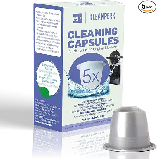 5 Cleaning Pods I Compatible With Nespresso Original Line Machines I Cleaning Kit for Better Tasting Coffee I Coffee Machine Cleaner I Easy and Safe to Use by KLEANPERK