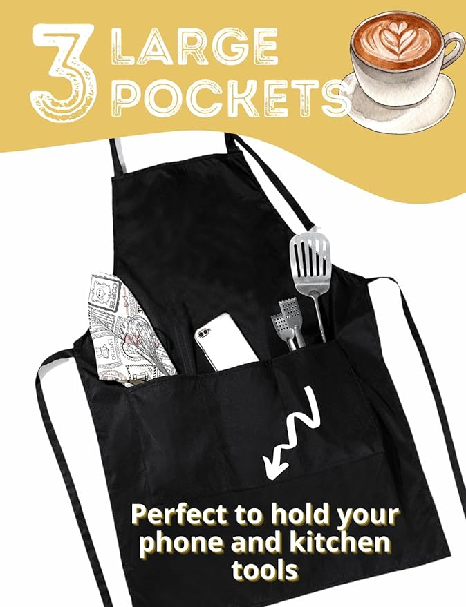 InnoBeta Barista Gifts for Men & Women, Funny Coffee Apron with Pockets and Adjustable Neck Strap