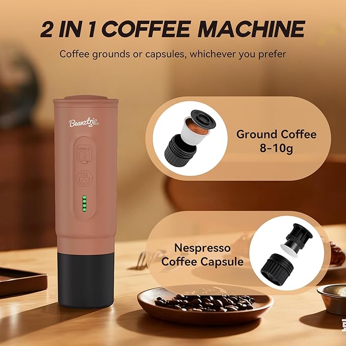 H02 PRO Portable Espresso Maker, Mini Electric Coffee Maker Compatible with Ground Coffee & NS Capsule, Women's Day Gift, 20 Bar Travel Espresso Machine with Self-Heating for Camping, RV
