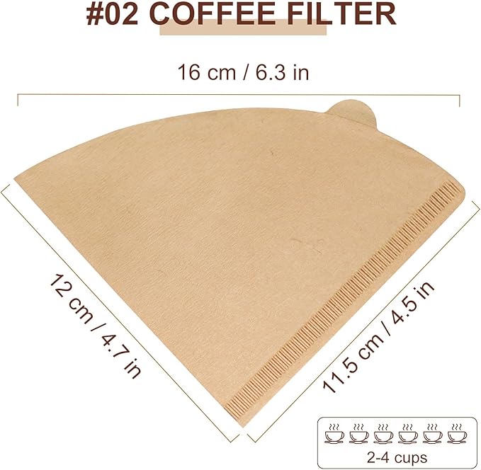 200 Count Coffee Filters 2, Cone Coffee Filters, Unbleached Natural Disposable Paper Filter 2-4 Cup Fits for Pour Over Dripper and Coffee Maker, Suitable for Home Coffee Shop Commercial
