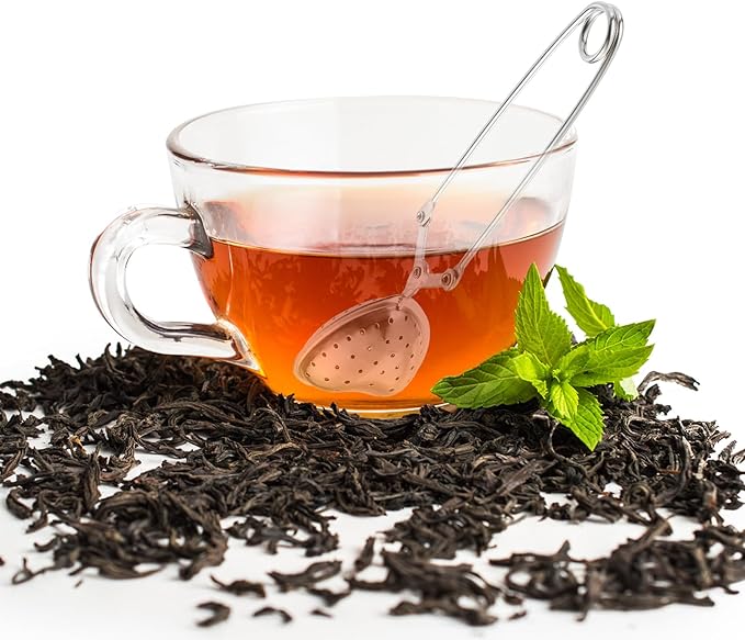 uxcell Heart Snap Tea Ball Infuser with Handle, Loose Tea Steeper, Stainless Steel Tea Strainer for Brew Loose Leaf Tea, Silver