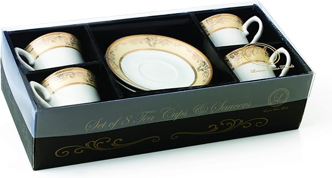 Lorren Home 8oz. Tea/Coffee Set Service for 4-Gold Floral