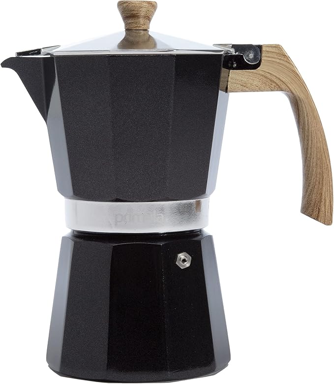 Primula Aluminum Stove Top Espresso Coffee Maker, Percolator Coffee Pot for Moka, Cuban Coffee, Cappuccino, Latte and more, Perfect for Camping, 6 Cup, Black