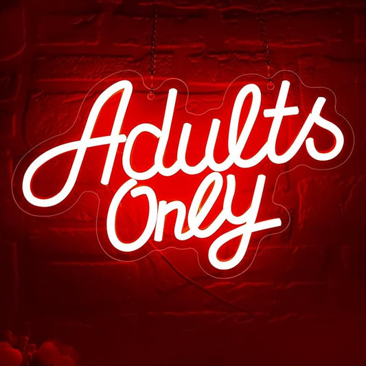 Adults Only Neon Sign for Wall Decor Red Text Light Up Sign Business Signs Neon Signs for Man Cave Garage Decor for Bar Pub Party Live Bedroom Hotel USB Powered LED Wall Art Size 12.8*8.1in（GLND350）